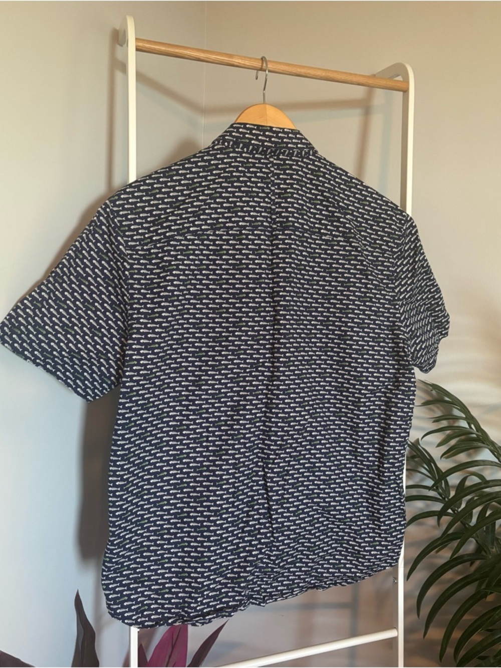 Johnston & Murphy Navy Short-Sleeve Button-Down, Fish Bone Print - Picture 7 of 16